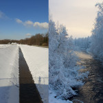 Köttelbecke alias Hüller Bach in Wanne-Eickel Röhlinghausen im Winter; Fluss in Finnisch-Lappland im Winter